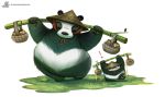  bamboo clothing cryptid-creations cub duo giant_panda grass hat headgear headwear mammal ursid young 