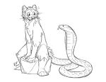  2017 animal_shapes anthro implied_transformation line_art living_tail mammal nude procyonid raccoon reptile scalie sitting snake snake_tail surprise transformation worried 