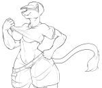  anthro big_breasts breasts clothed clothing clothing_lift danonymous felid female hi_res lion mammal muscular muscular_female pantherine pubes shirt shirt_lift topwear 