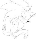  after_sex anthro black_and_white blush bodily_fluids censor_bar cum cum_in_ass cum_inside eulipotyphlan genital_fluids hedgehog male mammal monochrome penis sikai smile solo sonic_(series) sonic_the_hedgehog spread_legs spreading sweat tapering_penis 