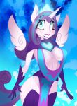  &lt;3 2019 anthro anthrofied black_eyeliner blue_eyes blush breasts cleavage clothed clothing equid eyeliner female floating_wings flurry_heart_(mlp) freckles friendship_is_magic gloves handwear horn jrvanesbroek legwear lipstick looking_up makeup mammal my_little_pony purple_lipstick smile solo stockings winged_unicorn wings 