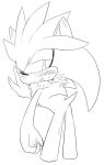  after_sex anthro black_and_white blush bodily_fluids claws cum cum_in_ass cum_inside cum_on_leg eulipotyphlan genital_fluids hedgehog looking_back male mammal monochrome sikai silver_the_hedgehog solo sonic_(series) 