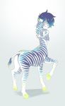  blue_hair butt centaur equid equid_taur equine equine_taur full-length_portrait hair hi_res hituka male mammal mammal_taur multicolored_hair portrait solo stripes taur zebra zebra_taur 