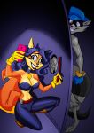  anthro balls breasts carmelita_fox cellphone cleavage clothed clothing erection glory_hole humiliation jilo penis phone sly_cooper sly_cooper_(series) small_balls small_penis small_penis_humiliation smartphone sony_corporation sony_interactive_entertainment sucker_punch_productions tricked video_games 
