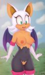  2019 absurd_res anthro armwear big_breasts blush breasts chiropteran clothing colored digital_media_(artwork) elbow_gloves es74 female fur gloves hair handwear hi_res legwear lipstick makeup mammal membrane_(anatomy) membranous_wings nipples open_mouth pussy rouge_the_bat solo sonic_(series) surprise thick_thighs thigh_highs tongue torn_clothing video_games white_fur wide_hips wings 