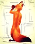  anthro canid canine dipstick_ears dipstick_tail disney fox hi_res looking_back male mammal multicolored_ears multicolored_tail nick_wilde nude pnoll solo zootopia 
