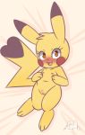  &lt;3_tail :3 blush bunnybits cleft_tail dipstick_ears female fur hi_res looking_at_viewer multicolored_ears navel nintendo nipples open_mouth pikachu pok&eacute;mon pok&eacute;mon_(species) pussy smile solo thick_thighs tongue video_games wide_hips yellow_fur 