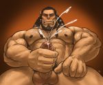  2018 abruptus balls big_muscles black_hair black_nipples blizzard_entertainment bodily_fluids body_hair chest_hair cum cumshot durotan ear_piercing ear_ring ejaculation genital_fluids hair humanoid looking_at_viewer low-angle_view male masturbation muscular muscular_male nipples orc orgasm penis piercing pubes simple_background solo sweat tusks uncut vein veiny_muscles veiny_penis video_games warcraft 