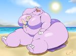  anthro beach belly between_breasts big_breasts big_butt bikini breasts butt clothing common_hippopotamus eyewear female gladys_hippo glasses hippopotamid huge_breasts kazecat larger_female macropod male mammal marsupial nickelodeon obese obese_female overweight overweight_female rocko&#039;s_modern_life rocko_rama seaside simple_background size_difference swimwear thick_thighs wallaby 