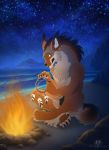  anthro beach campfire canid canine canis coyote dolphydolphiana dreamcatcher fire mammal night nude seaside solo star wave 