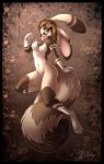  anthro breasts brown_fur brown_hair canid canine dipstick_ears dolphydolphiana domestic_ferret female fox fur hair hybrid lagomorph leporid mammal multicolored_ears mustela mustelid musteline open_mouth rabbit solo whiskers 