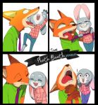  anthro canid canine clothing disney female fox judy_hopps lagomorph leporid male mammal necktie nick_wilde omaruru00 predator/prey rabbit silly smile source_request teeth tongue tongue_out zootopia 