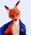  anthro canid canine clothing dipstick_ears disney fox green_eyes male mammal multicolored_ears nick_wilde pnoll solo uniform zootopia 