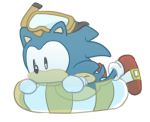  anthro black_eyes blue_fur clothing eulipotyphlan eyewear floatie footwear fur gloves goggles handwear hedgehog lying male mammal on_front shoes sikai simple_background snorkel solo sonic_(series) sonic_the_hedgehog translucent white_background 