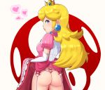  aqua_eyes ass blonde_hair cropped crown dress garter_belt heart long_hair panties princess_peach sarukaiwolf skirt_lift super_mario_bros super_smash_bros. underwear 