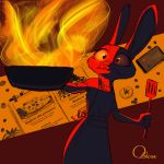  1:1 2019 anthro apron clothed clothing cooking cookware disney female fire frying_pan hi_res jewelry judy_hopps kitchen_utensils lagomorph leporid mammal necklace phone qalcove rabbit solo spatula tools zootopia 