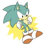  anthro blue_fur blush clothing cute_fangs eulipotyphlan fist footwear fur gloves handwear hedgehog male mammal shoes sikai simple_background solo sonic_(series) sonic_the_hedgehog standing white_background 
