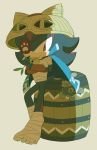  anthro barrel bell black_fur cape clothing costume eulipotyphlan eye_patch eyewear frown fur grey_background hat headgear headwear hedgehog male mammal red_eyes red_fur shadow_the_hedgehog sikai simple_background solo sonic_(series) sonic_the_hedgehog wraps 