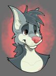  2019 anthro bust_portrait canid canine eyebrows fur grey_fur hazzard hi_res keilo_meter male mammal portrait signature solo 