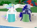  anthro bikini breasts clothing duo equid fab3716 female friendship_is_magic horn mammal my_little_pony pool_(disambiguation) princess_celestia_(mlp) princess_luna_(mlp) pussy swimwear winged_unicorn wings 