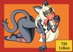  anthro anthrofied bernardol22 black_fur blonde_hair breasts female fur hair hi_res hitori09 lillie litten nintendo nipples nude pinup pok&eacute;dex pok&eacute;mon pok&eacute;mon_(species) pok&eacute;morph pose solo video_games yellow_sclera 