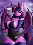  anthro big_breasts breasts chiropteran collar equid female feral friendship_is_magic hi_res horn huckser mammal membrane_(anatomy) membranous_wings my_little_pony night nipple_outline spiked_collar spikes twilight_sparkle_(mlp) winged_unicorn wings 