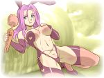  1girl blue_eyes breasts bunnysuit carrot closed_mouth commentary_request dragon_ball dragon_ball_z genderswap genderswap_(mtf) isaki_(shimesaba) large_breasts long_hair looking_at_viewer purple_hair solo trunks_(dragon_ball) trunks_(future)_(dragon_ball) 