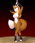  2019 absurd_res anthro breasts canid canine digital_media_(artwork) female founntain_(character) fox fur hair hi_res k9player_(artist) looking_at_viewer mammal nipples nude open_mouth pussy simple_background solo toes 