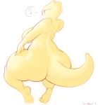  ? alphys angstrom anthro big_breasts big_butt breasts butt eyewear female glasses huge_butt looking_at_viewer looking_back non-mammal_breasts nude rear_view reptile scalie sitting solo thick_tail thick_thighs undertale video_games voluptuous wide_hips 