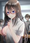  bra megane nekobaka open_shirt see_through seifuku undressing 