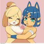  1:1 2019 2d_animation animal_crossing animated ankha_(animal_crossing) anthro areola bandage big_breasts black_nose blue_eyes blue_hair breast_grab breasts canid canine canis collaborative_titfuck disembodied_penis domestic_cat domestic_dog double_titfuck duo egyptian erection faceless_male fangs felid feline felis female female_focus female_on_human first_person_view frame_by_frame fur glistening group group_sex hair hand_on_breast human interspecies isabelle isabelle_(animal_crossing) looking_at_viewer loop male mammal miklia nintendo nude open_mouth open_smile penis sex shih_tzu smile stripes threesome titfuck toy_dog video_games voluptuous yellow_fur 