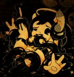  alice_angel angel bendy_and_the_ink_machine bendy_the_dancing_demon black_hair breasts clitoris clothing female footwear hair halo high_heels horn humanoid ink legwear natsume_(artist) not_furry pussy shoes stockings tentacles vaginal video_games yellow_skin 