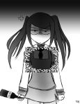  1girl anger_vein angry artist_request bartender beer_bottle chest commentary_request english_text jill_stingray long_hair looking_at_viewer screen shaded_face solo twintails va-11_hall-a 