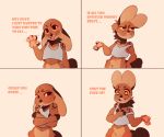  2019 4_fingers anthro brown_fur clothed clothing digital_media_(artwork) english_text female fingers fur geekidog mammal open_mouth smile solo teeth text tongue 