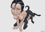  2018 8_nipples black_fur black_hair breasts canid canid_taur canine canine_taur canis collar dog_taur domestic_dog dotoro_(artist) female fur hair hi_res mammal mammal_taur nipples nude simple_background solo taur teats white_background 