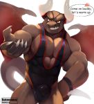  2019 abs anthro bakemonoy biceps big_muscles bulge dragaux dragon english_text front_view hi_res horn male muscular muscular_male nintendo pecs ring_fit_adventure scalie simple_background solo standing text video_games wings 
