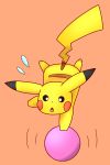  nintendo orange_background pikachu pikatiu pok&eacute;mon pok&eacute;mon_(species) simple_background video_games 