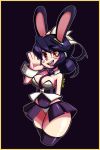  absurd_res animal_humanoid blush blush_stickers bottomwear breasts clothing duo female filia hair hi_res humanoid jomokin lagomorph lagomorph_humanoid leporid_humanoid living_hair looking_at_viewer mammal mammal_humanoid open_mouth rabbit_humanoid red_eyes samson skirt skullgirls solo_focus video_games wrist_cuff 