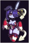  absurd_res areola breasts clothed clothing duo fake_ears fake_rabbit_ears female hair hair_over_eye hi_res jomokin leviathan_(skullgirls) nipples purple_hair pussy red_eyes skullgirls smile squigly video_games 