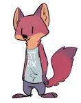  2019 :3 ambiguous_gender anthro barefoot canid canine chibi clothed clothing dipstick_tail disney elbow_tufts english_text fox fuel_(artist) gloves_(marking) mammal markings multicolored_tail neck_tuft nick_wilde red_fox shirt simple_background smile solo standing tank_top text topwear tuft white_background zootopia 