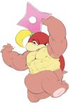  anthro bodily_fluids bulumble-bee female humanoid koopa mario_bros muscular nintendo pecs pom_pom_(mario) ponytail reptile scalie shell simple_background solo sweat thick_thighs video_games 