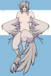  2019 areola avian breasts digital_media_(artwork) eyebrows eyelashes female hair harpy nipples rokemi simple_background solo winged_arms wings 