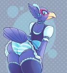  2019 absurd_res anthro avian bird blush butt clothed clothing crossdressing falco_lombardi hi_res looking_at_viewer looking_back maid_uniform male melangetic nintendo panties presenting rear_view solo star_fox underwear uniform video_games 