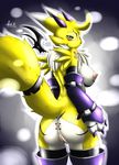 :3 anthro anus aqua_eyes ass back big_breasts blush breasts canine claws cute demon detached_sleeves digimon female fox furry horn horns looking_at_viewer looking_back mammal mn_xenx mnxenx001 nipple nipples nude pussy renamon scar side_boob solo tail thighhighs wings 