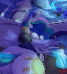 absurd_res big_butt butt clothed clothing equid female feral friendship_is_magic hi_res horn huge_butt human male mammal moon my_little_pony night nightmare_moon_(mlp) princess_celestia_(mlp) thelunarmoon winged_unicorn wings 
