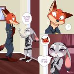  &lt;3 1:1 2019 absurd_res accessory anthro babydoll barefoot canid canine clothed clothing comic dialogue disney duo english_text female fox fur garter garter_belt garter_straps green_eyes half-closed_eyes hi_res inside judy_hopps lagomorph leporid male mammal necktie nick_wilde nightgown police_uniform purple_eyes rabbit red_fox signature skeletonguys-and-ragdolls speech_bubble text uniform zootopia 