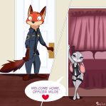  &lt;3 2019 absurd_res accessory anthro babydoll canid canine clothed clothing comic dialogue disney duo english_text female fox fur garter garter_belt garter_straps green_eyes half-closed_eyes hi_res inside judy_hopps lagomorph leporid lingerie male mammal necktie nick_wilde nightgown police_uniform purple_eyes rabbit red_fox signature skeletonguys-and-ragdolls speech_bubble text uniform zootopia 