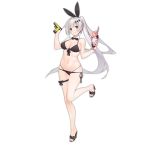  1girl :q alternate_costume bare_legs bikini black_bikini bow bowtie breasts brown_eyes cleavage counter_strike:global_offensive detached_collar earrings five-seven_(girls_frontline) five-seven_(gun) food front-tie_bikini front-tie_top full_body girls_frontline gun hair_ornament hair_ribbon handgun head_tilt high_heels ice_cream jewelry large_breasts long_hair looking_at_viewer multi-strapped_bikini navel official_art parfait pistol pocky ponytail ribbon side-tie_bikini silver_hair skindentation solo standing standing_on_one_leg strap_gap suisai sundae swimsuit thigh_ribbon tongue tongue_out transparent_background trigger_discipline very_long_hair weapon 