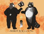  2019 absurd_res anthro belly butt hi_res humanoid_hands izvy_(artist) male mammal moobs navel overweight overweight_male procyonid raccoon solo text 
