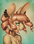  2014 anthro collar digital_media_(artwork) drill_curls eyelashes female fur hair katie_hofgard lagomorph leporid mammal rabbit solo tan_fur whiskers 